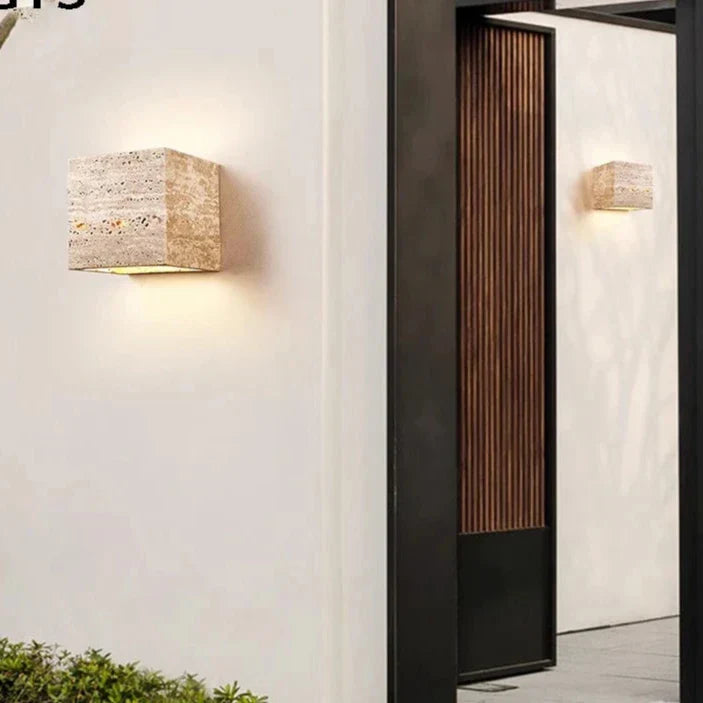 Buitenlamp Travertin Steen Up Down LED IP65 3000K Gevel