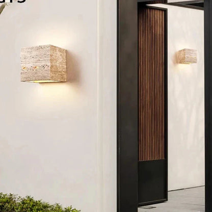 Buitenlamp Travertin Steen Up Down LED IP65 3000K Gevel