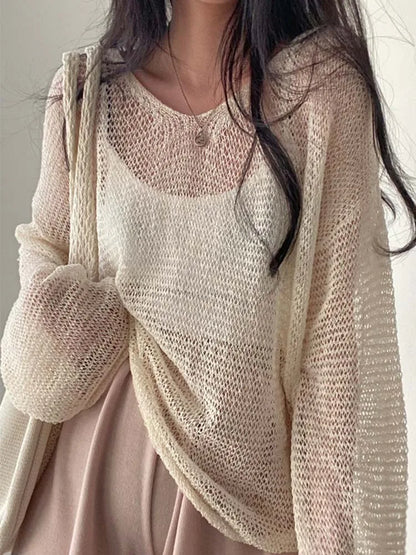 Dames Trui Lange Mouwen Streetwear Uitgesneden Model → Dames Trui Lange Mouwen Streetwear Oversized