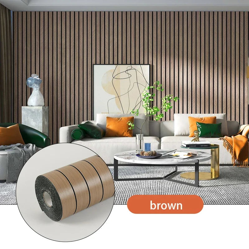 Zelfklevend Wandpaneel 3D Houtlook PVC 40x300cm Woonkamer Slaapkamer Peel and Stick Muursticker Behang Latten Patroon Waterdicht