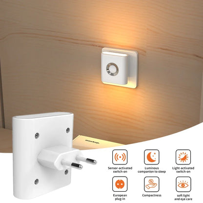 LED Wandlamp Stopcontact Bewegingssensor 5.8G Radar Warm Wit Slaapkamer Gang Toilet Nachtlamp Automatisch Sensor Nachtlicht Plug-in