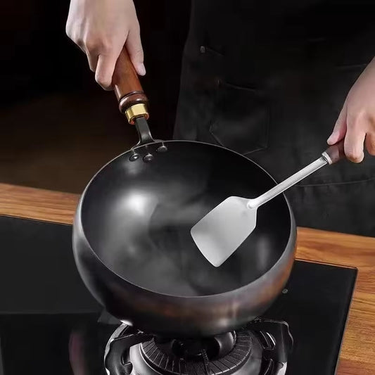 Gietijzeren Wokpan Met Deksel Zwart Oven Geschikt 24cm