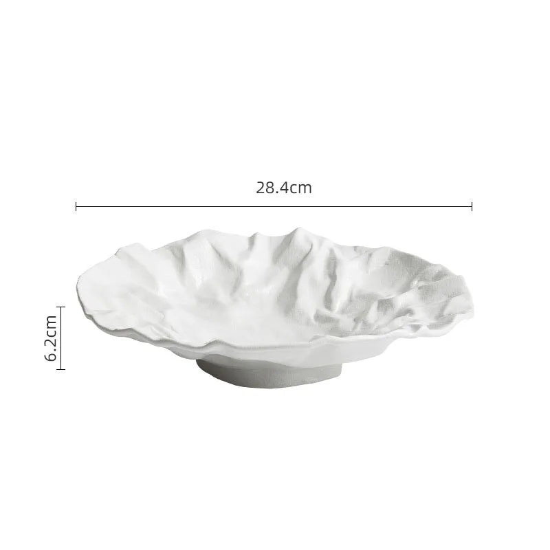 Keramische Schaal met Getijdenrimpel Effect Wit Zwart Coastal Servies 23cm 28cm