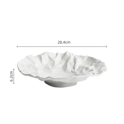 Keramische Schaal met Getijdenrimpel Effect Wit Zwart Coastal Servies 23cm 28cm