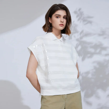 Vrouwelijke Katoenen Blouse Elegante Stijl - StudioMarella