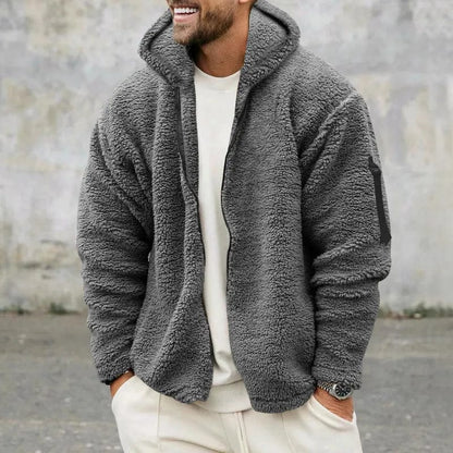 Heren Fleece Jas Warm Gevoerd met Capuchon Zacht