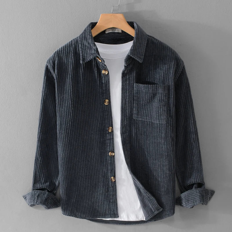 Heren Overhemd Corduroy Casual Kwaliteit Stof