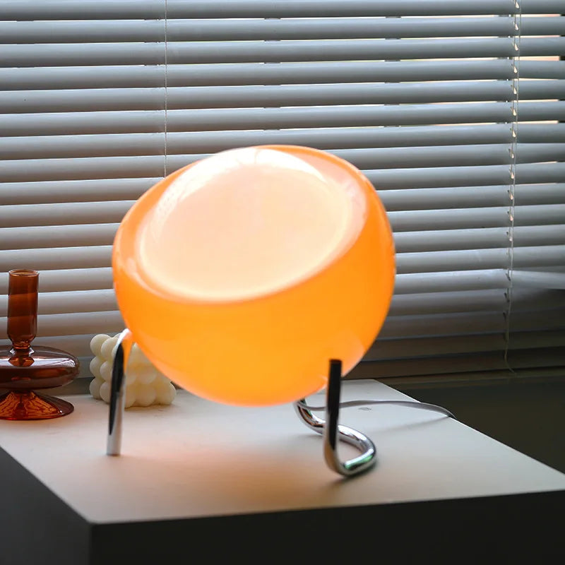 Glazen Bolvormige Tafellamp LED Oranje Retro Slaapkamer Woonkamer Nachtkastje Bureaulamp Bauhaus Nordic Sfeerverlichting Decoratief