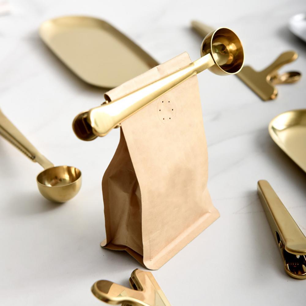 Koffielepel met Clipfunctie – RVS Maatlepel & Zaksluitclip voor Koffie en Thee