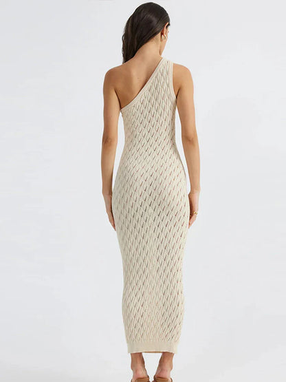 Vrouwelijke Zomerjurk Lange Asymmetrische Knit Jurk