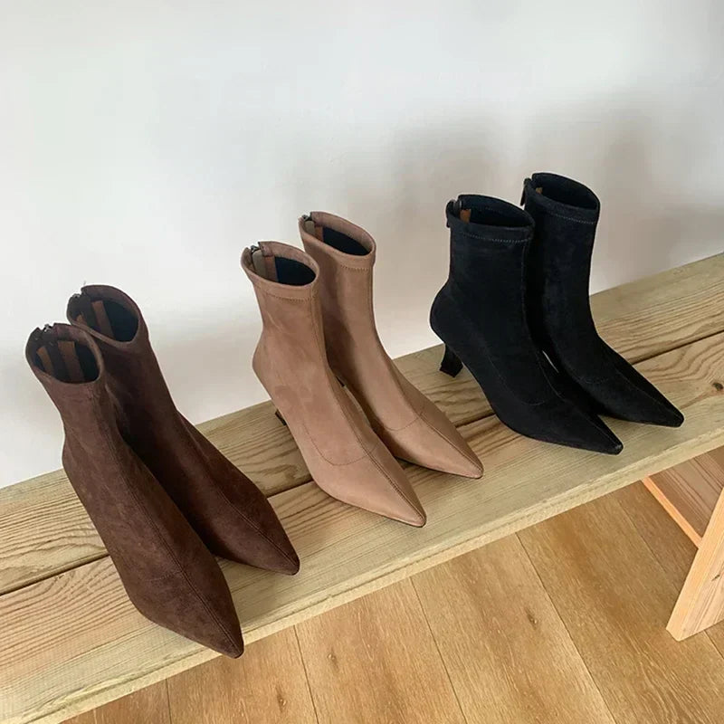 Suède Laarsjes met Spitse Punt Elegante Stijl