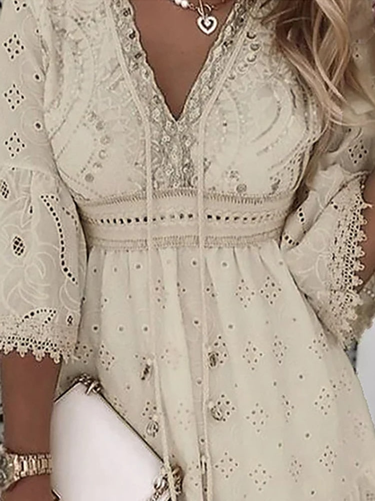 Zomerjurk Vrouw Bloemenprint Ibiza Stijl