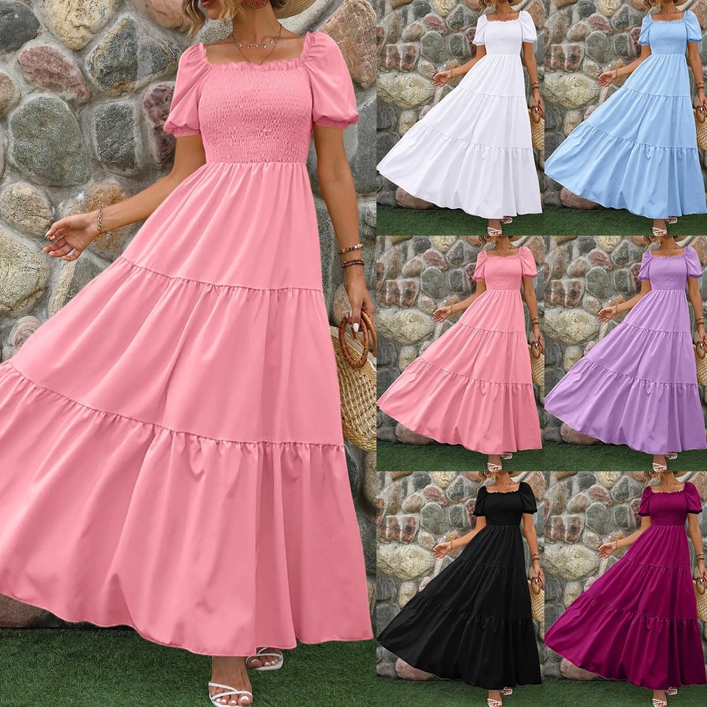 Lila Maxi Jurk met Lange Mouwen voor Vrouwen