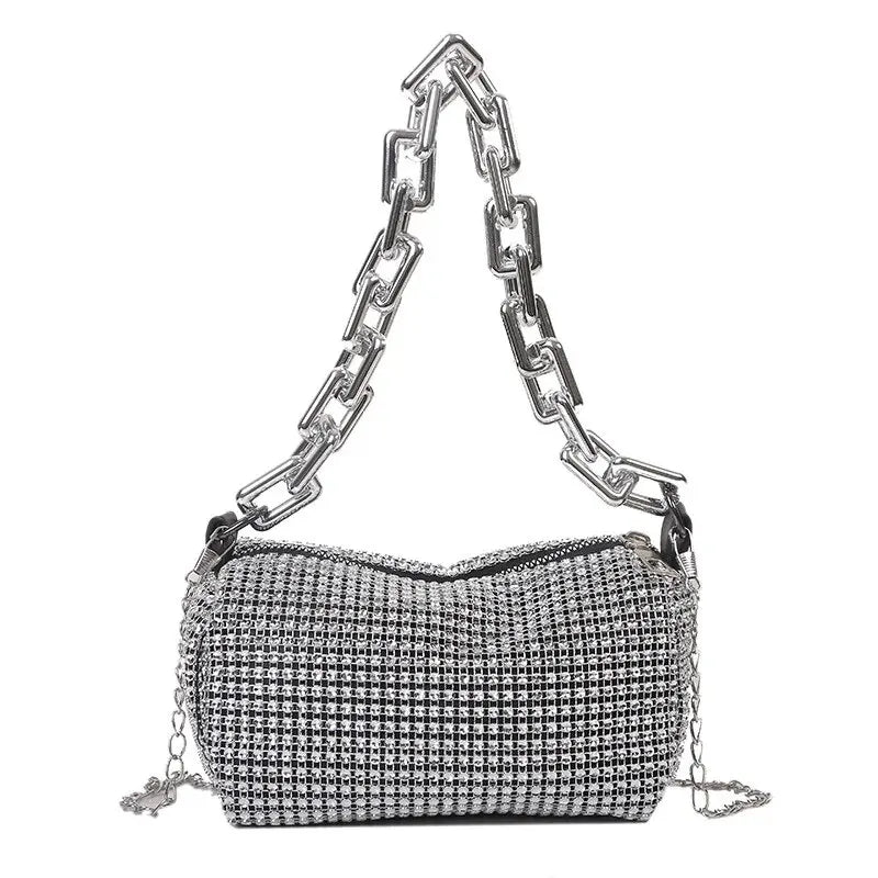 Glamoureuze Glitter Bucket Handtas met Strass Steentjes