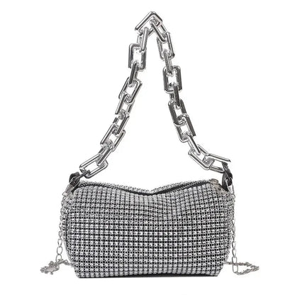 Glamoureuze Glitter Bucket Handtas met Strass Steentjes