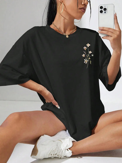 Lente T-Shirt met Bloemenprint Zomerse Look