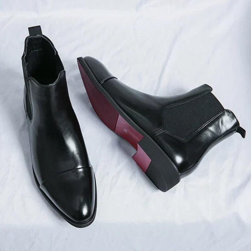 Rode Chelsea Boots Laag Stevig Leer