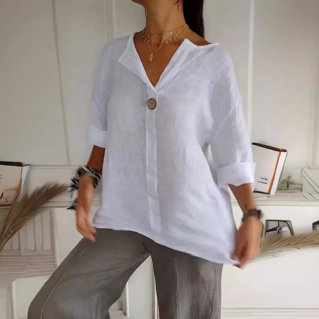 V-Hals Blouse Elegante Knot Detail