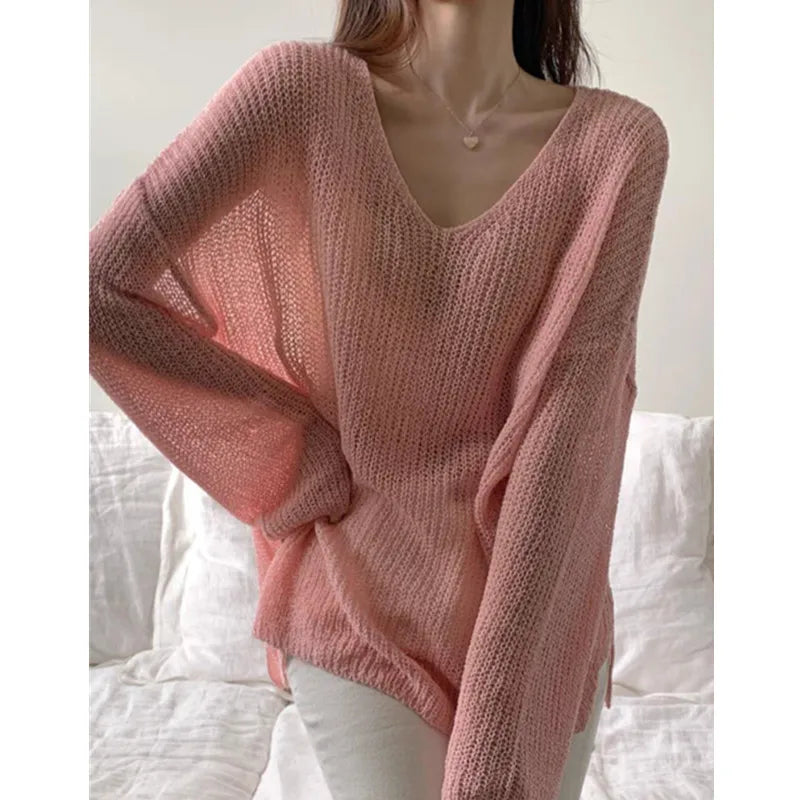 Gehaakte Mesh Trui Zomerse Lichtgewicht Kleding