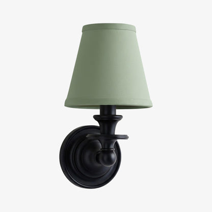 Wandlamp met stoffen kap en zwanenhalsarm – smeedijzeren armatuur met verstelbare leeslamp