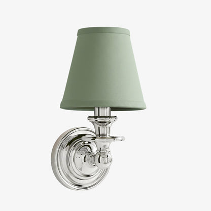 Wandlamp met stoffen kap en zwanenhalsarm – smeedijzeren armatuur met verstelbare leeslamp