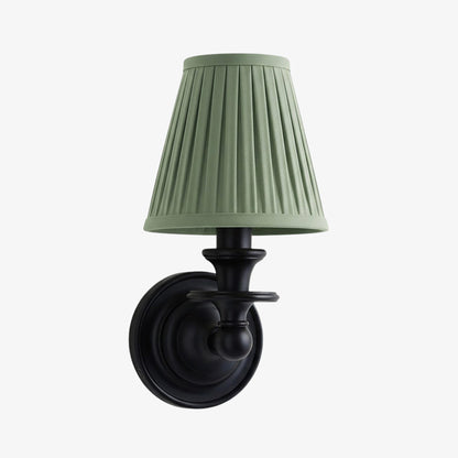 Wandlamp met stoffen kap en zwanenhalsarm – smeedijzeren armatuur met verstelbare leeslamp