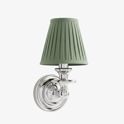 Wandlamp met stoffen kap en zwanenhalsarm – smeedijzeren armatuur met verstelbare leeslamp