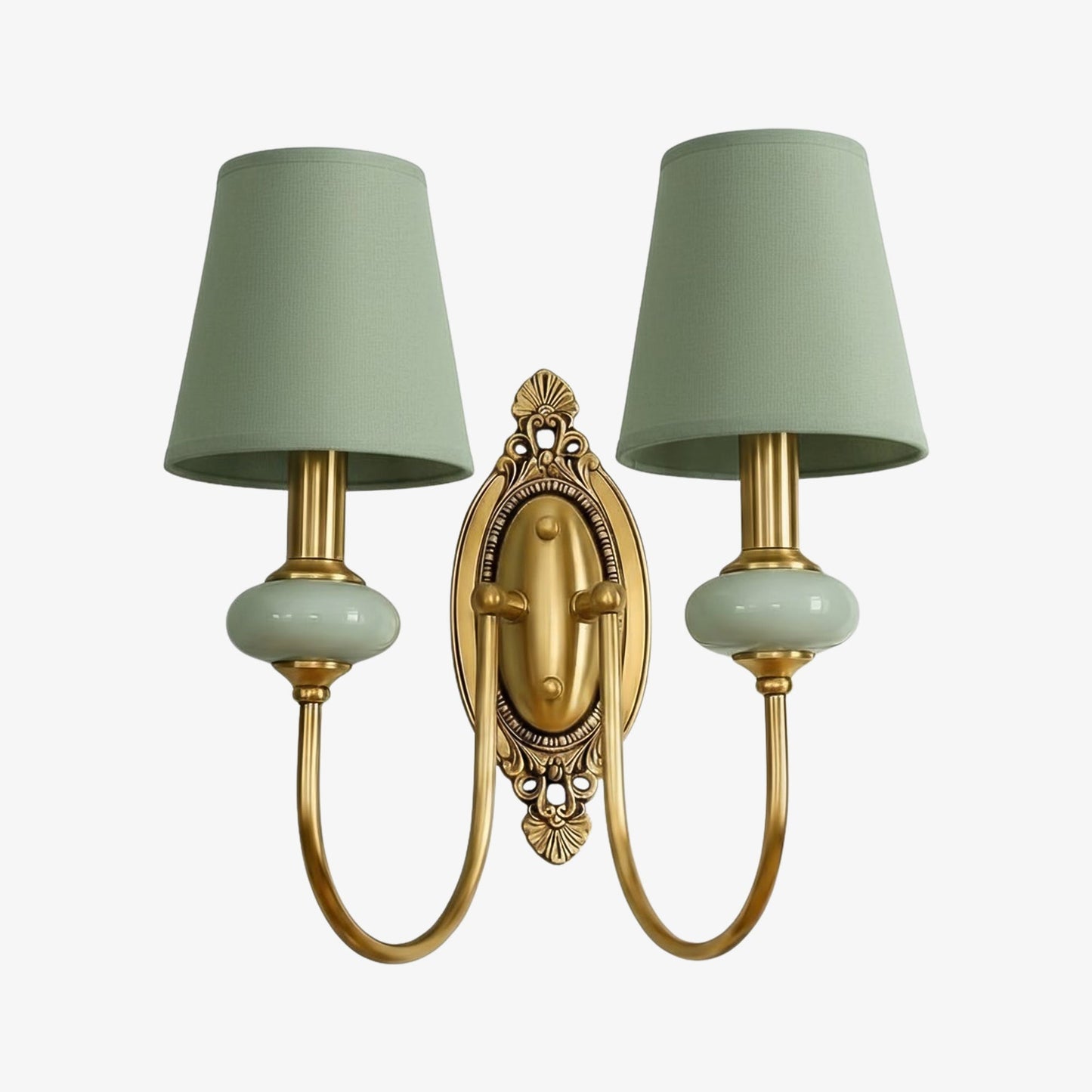 Keramische wandlamp met stoffen kap - 1 of 2 lichtpunten - E27 - diverse kleuren & stijlen