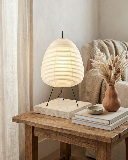 Japanse Tafellamp Sakura met Rijstpapier & Driepoot – Minimalistisch Design Warm Wit Licht – Ø28cm H48cm