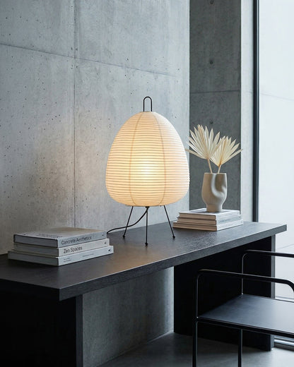 Japanse Tafellamp Sakura met Rijstpapier & Driepoot – Minimalistisch Design Warm Wit Licht – Ø28cm H48cm