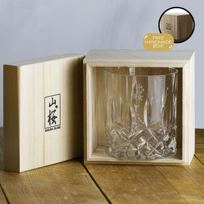 Japans Whiskyglas met Kersenbloesem Reliëf 320ml Hittebestendig Glas voor Whisky Cocktails Cognac Premium Drinkglas Traditioneel Handwerk Stijlvol Cadeau