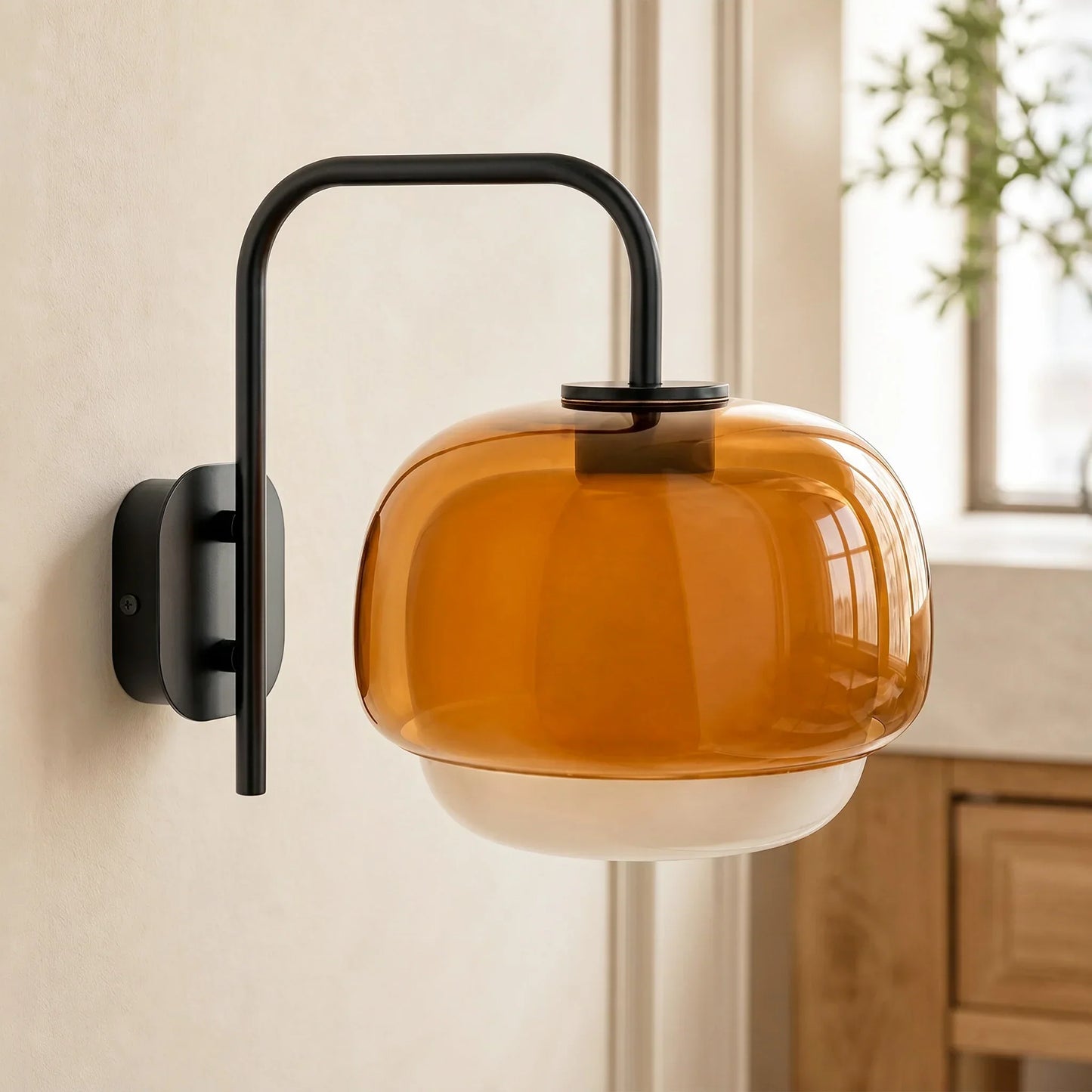 Gekleurde Glazen Wandlamp met Ronde Kap – Groen, Roze, Oranje – Moderne LED Verlichting