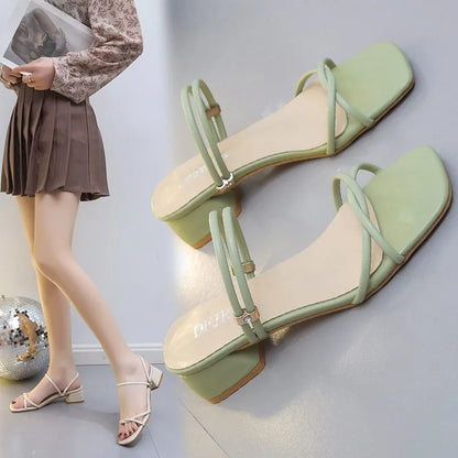 Dames Sandalen met Hoge Hak en Vierkant Teen