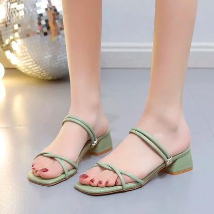 Dames Sandalen met Hoge Hak en Vierkant Teen