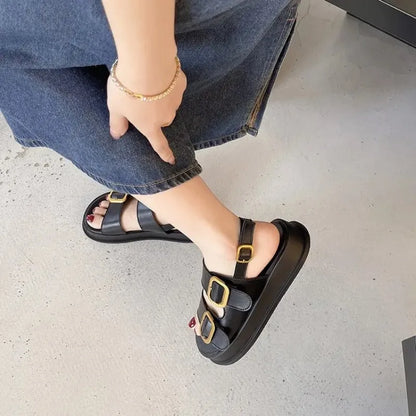 Vrouwensandalen Zomer Platform Met Metalen Gesp