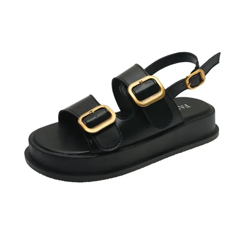 Vrouwensandalen Zomer Platform Met Metalen Gesp