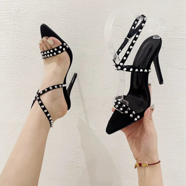 Hoge Hak Sandalen met Streep Patroon - StudioMarella