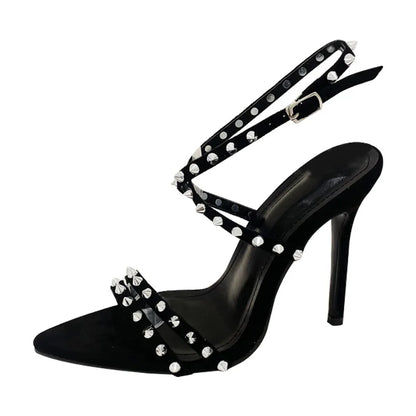 Hoge Hak Sandalen met Streep Patroon