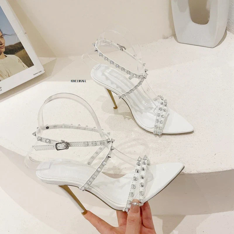 Hoge Hak Sandalen met Streep Patroon