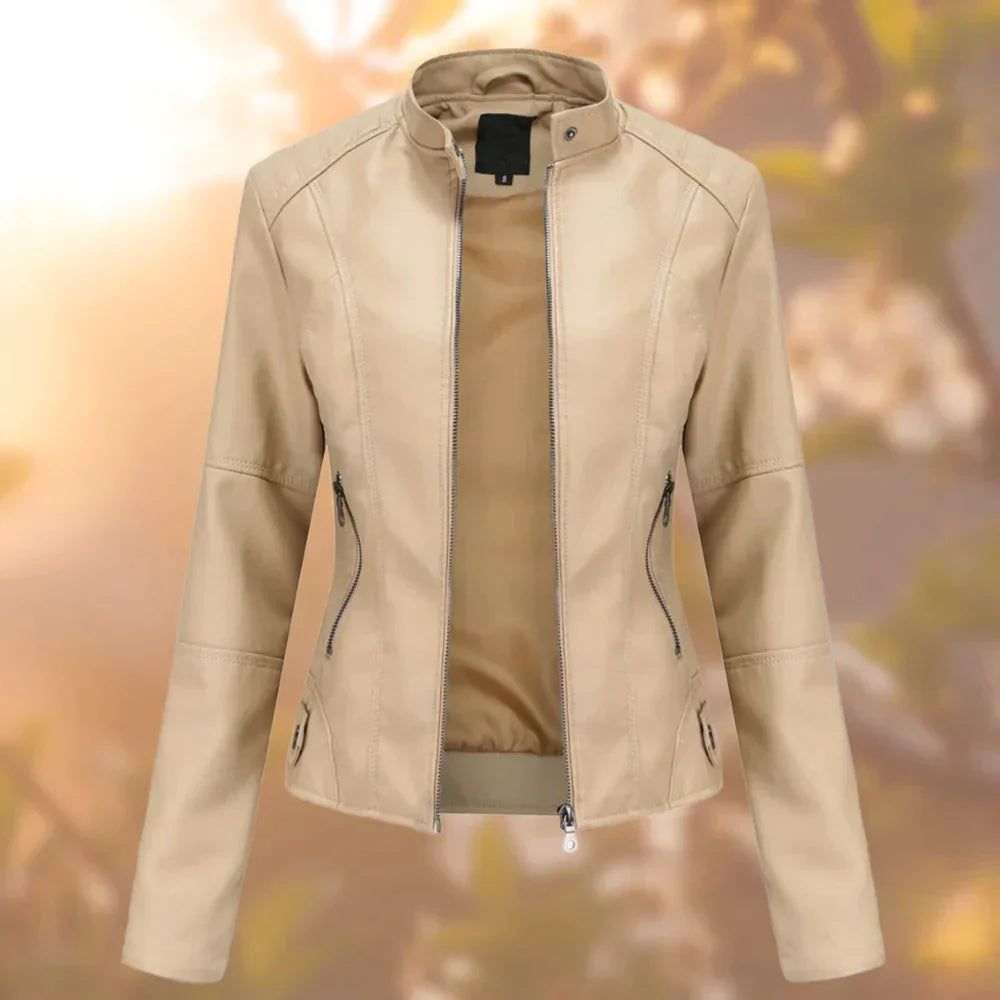 Leren Biker Jacket Slim Fit voor Vrouw