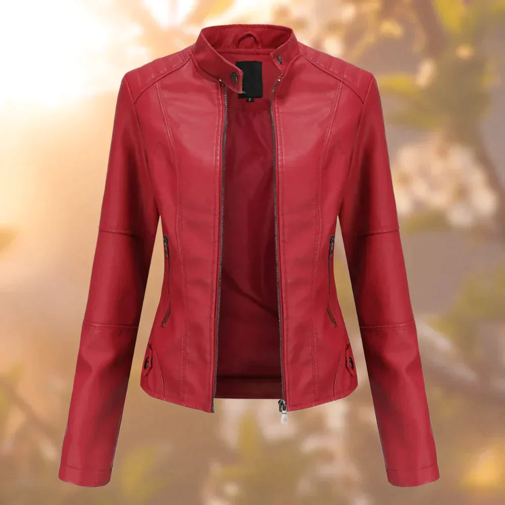 Leren Biker Jacket Slim Fit voor Vrouw