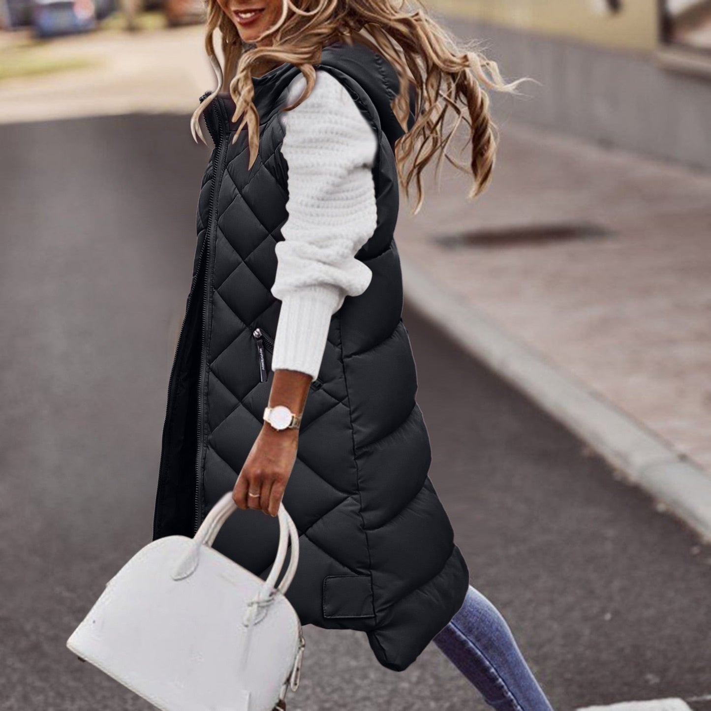 Dame Pufferjas Warm en Elegant met Kap