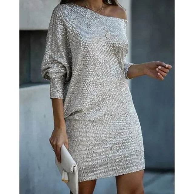 Vrouwelijke Off-Shoulder Minijurk Glamour Jurkje