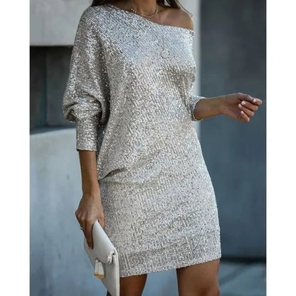 Vrouwelijke Off-Shoulder Minijurk Glamour Jurkje