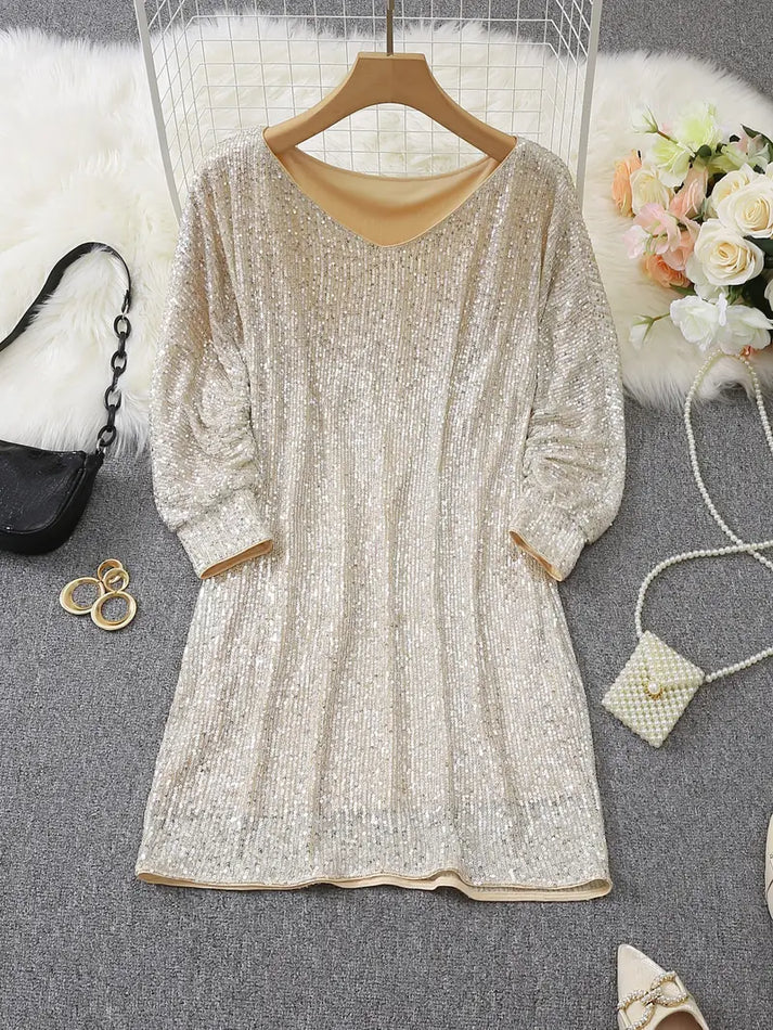Vrouwelijke Off-Shoulder Minijurk Glamour Jurkje