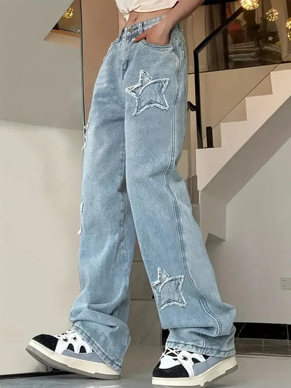 Vrouwelijke Jeans Broek Modern Wijd Model