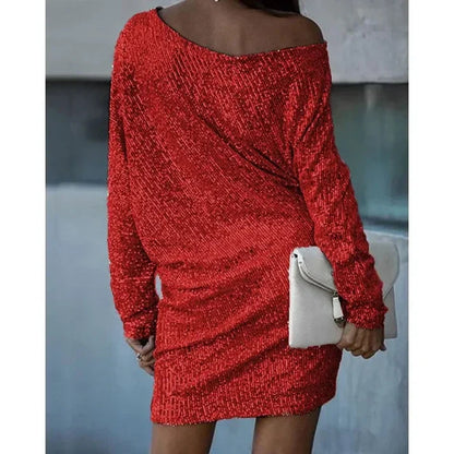 Mini Jurk Glamour Bloot Schouder