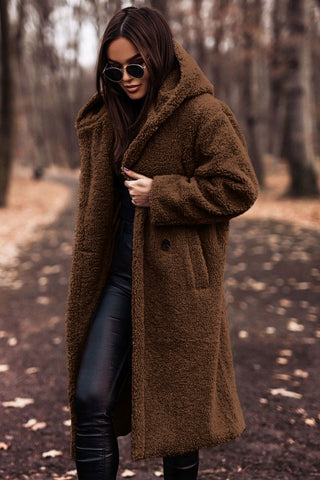 Dames Teddy Trenchcoat met Capuchon Zacht Luxe