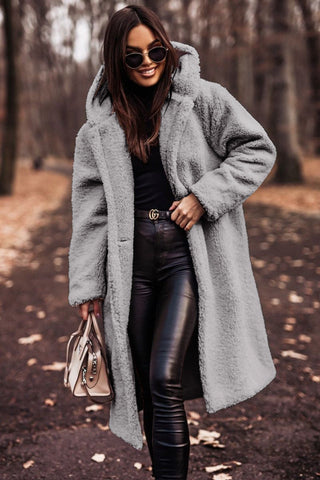 Dames Teddy Trenchcoat met Capuchon Zacht Luxe