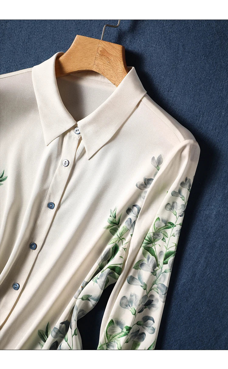 Vrouwelijke Zijden Blouse met Bloemenprint